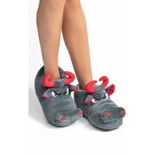 Twigy Boğa Kadın,Garson Boy Hayvanlı Panduf Gri 36/41