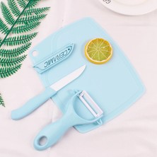 Ledong Shop B Seramik-Mavi Tarzı Şef Çocuklar Için Seramik Mutfak Bıçak Seti Fırın Kesici Doğrama Tahtası Meyve Soyma Sebze Soyucu Bıçaklar (Yurt Dışından)