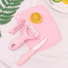 Ledong Shop B Seramik-Pembe Tarzı Şef Çocuklar Için Seramik Mutfak Bıçak Seti Fırın Kesici Doğrama Tahtası Meyve Soyma Sebze Soyucu Bıçaklar (Yurt Dışından)