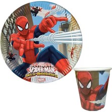 Spiderman Örümcek Adam Tabak Bardak 8 Lı Set