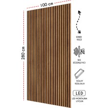 Freehome Mdf Ahşap Akustik Duvar Kaplama Lambri Paneli - 100 x 280 cm - Teak