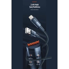 Toocki TQ-X08 1m 2.4A Hasırlı USB To Lightning Pd Hızlı Şarj Kablosu