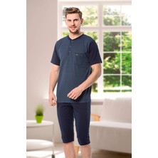 Kly Düğmeli Desenli Pamuk Likralı Pijama Takımı