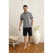Kly Midi Yaka Şortlu Erkek Pijama Takım