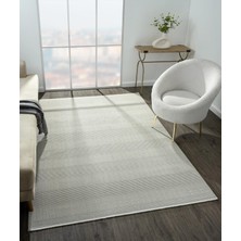 Zenith ZN007A Gri Halı Çizgi Desenli Modern Yumuşak Kadife Ince Antialerjik Salon Koridor Halısı