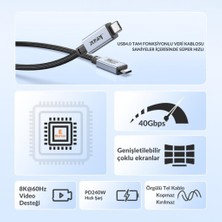 Jasoz 2 Metre 240W 4.0 Thunderbolt Type-C To Type-C Şarj, Data ve 8k 60Hz Görüntü Aktarım Kablosu