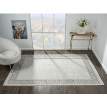 Karmen Halı Zenith ZN001A Gri Halı Antrasit Kenar Çerçeveli Modern Parlak Yumuşak Kadife Ince Antialerjik Salon