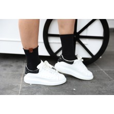 Solidsocks Kadın Soket Çorap Günlük Kullanım Bambu Roll Model Dikişsiz Burun Deri Etiket Detaylı (Siyah Renk)