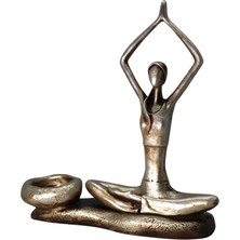 Tealightlı Yoga Yapan Kız Figürü - Şık Dekorasyon ve Sakinleştirici Atmosfer, Gümüş