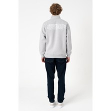 Sw Yarım Fermuar Taş Baskılı Şardonlu Sweatshirt