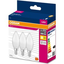 Osram Ledvalue 7,5W (60W) 3 Lü LED Mum Ampul Sarı - 2700K E14