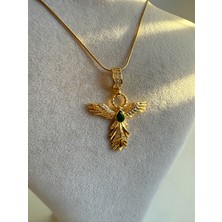 Anka Kuşu Gold Çelik Kolye