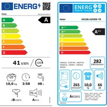 Haier HW100-BP14929A-S Çamaşır MAKINESI-HD100-A2939E-TR 10 kg Wi-Fi + Bluetooth Bağlantılı Isı Pompalı Kurutma Makinesi 10 kg