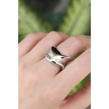 Clariss Pirinç Gümüş Renk Ayarlanabilir Kalın Ezme Yüzük