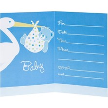 Cabbaroğlu Ticaret Baby Boy Stork Temalı Mavi Davetiye 8 Adet