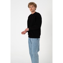 Sw Düz Siyah Şardonlu Sweatshirt