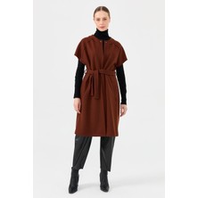 Esswaap Yün Karışımlı Keçe Yelek  Kahve