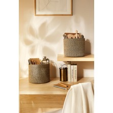 Ocean Home Textile 2'li Siyah Kırçıllı Dolap İçi Çamaşır Oyuncak Düzenleyici Jüt Halat Saklama Sepeti Organizer 26x22 cm
