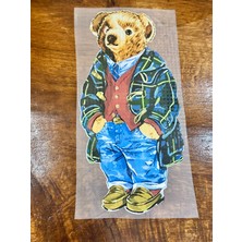 Gönülden Tasarım Ütü Ile Yapışan Ceketli Ayı Transfer Baskı Arma 30X15 cm