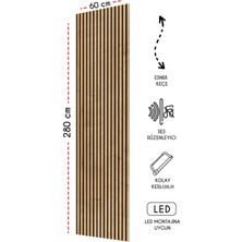 Freehome Mdf Ahşap Akustik Duvar Kaplama Lambri Paneli - 60 x 280 cm - Safir Meşe