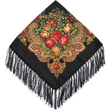 Zunhai 90 x 90CM Etnik Stil Retro T Kare Eşarp 90 x 90CM Siyah (Yurt Dışından)