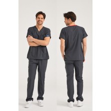 Füme Likralı Hemşire Forması Alt Üst Cerrahi Takım Scrubs Üniforma Cerrahi Forma