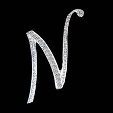 Lolandwiki D Kristal Rhinestones A-Z Mektup Ilk Broş Pin Kadın Erkek Gümüş Renk Ingilizce Alfabe Etiket Rozeti Unisex Takı Hediye (Yurt Dışından)