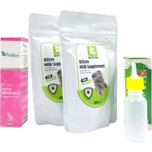 2 Adet Yavru Kedi Süt Tozu 200 Ml+Biberon 60 Ml+Yavru ve Anne Kediler Için Vitamin Pasta 100GR