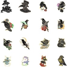 Lolandwiki XZ1400 Set Punk Gotik Karga Kuzgun Emaye Pimleri Kuş Tüyü Ay Çiçekleri Veba Doktor Hayvan Broş Rozeti Takı Hediye Arkadaşlar Çocuklar Için (Yurt Dışından)