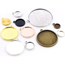 Lolandwiki Rodyum 10MM x 50 Adet 8/10/12-40MM Iç Boyut Klasik 7 Renk Kaplama Tek Taraflı Tek Asılı Basit Stil Cabochon Taban Ayarı Charms Kolye (Yurt Dışından)