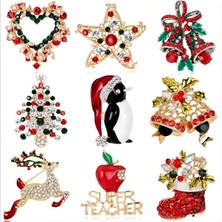 Lolandwiki Renk 26 Lüks Zarif Noel Broş Pin Kardan Adam Noel Baba Çizme Garland Moda Takı Hediye Dekorasyon (Yurt Dışından)
