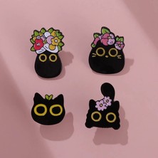 Lolandwiki 23 Sevimli Siyah Kedi Emaye Broş Kaktüs Bitki Saksı Çiçek Çim Kömür Kedi Karikatür Metal Rozeti Punk Yaka Iğnesi Takı Aksesuarları (Yurt Dışından)