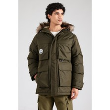 Jack & Jones Erkek Jjstar Rüzgar Geçirmez Kapüşonu Kürklü Parka 12256892 Yeşil