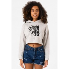 Tshirthane Cowboy Bebop Vintage Ein and Ed Grimelanj Kadın Crop Kapşonlu