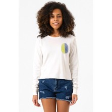 Tshirthane Sarı Lacivert Parmak İzi Ekru Ekstra Uzunkol Sweatshirt