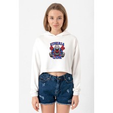 Tshirthane He Man Etheria Gym 1985 Ekru Kadın Crop Kapşonlu