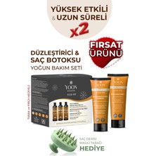 Yoon 3'lü Uzun Süren Düzleştirici & Saç Botoxu Kiti, Tuzsuz Şampuan 250ML, Saç Kremi 200ML Saç Bakım Seti