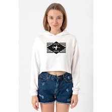 Tshirthane Cowboy Bebop Hammer Head Ekru Kadın Crop Kapşonlu