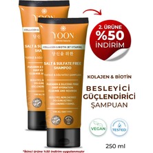 Yoon 2'li Sülfatsız ve Tuzsuz Şampuan, Kolajen Biotin B7 Içerikli Parabensiz Vegan Şampuan 2 Adet x 250ML