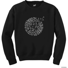 Wakha Karahindiba Çiçeği Siyah Sweatshirt