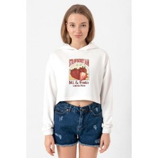 Tshirthane The Last Of Us Bill And Frank Strawberry Jam Ekru Kadın Crop Kapşonlu