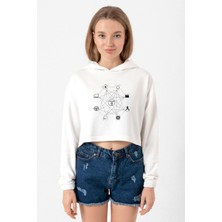 Tshirthane Sense8 Sensates Cluster Ekru Kadın Crop Kapşonlu