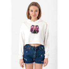 Tshirthane Blackpink Members Art Poster Ekru Kadın Crop Kapşonlu