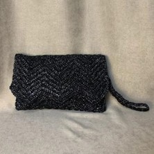 Uretti - Meryem 7194 El Örgüsü Rafya Ip Siyah Clutch Çanta