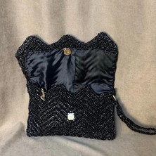 Uretti - Meryem 7194 El Örgüsü Rafya Ip Siyah Clutch Çanta