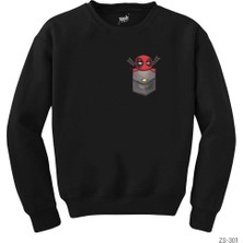 Wakha Deadpool Cep Siyah Sweatshirt