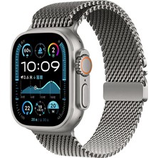 ZORE Apple Watch Ultra 49MM KRD-121 Metal Hasır Kordon-Gri