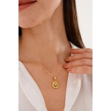 Ricco Jewellery 14 K Gold Kaplama 925 Ayar Gümüş Fosil Deniz Kabuğu Kolye