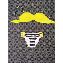 Abelia Swimwear Balenli Kaplı Straplez Bikini Takım