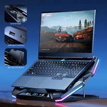 -10 Şok Soğutma Profesyonel Birinci Sınıf Dizüstü Bilgisayar Notebook Soğutucu Laptop Stand Rgb Renkli Oyuncu Laptoplarına Özel 4 Büyük Fanı Ile Hızlı Soğutma 1 USB ve 1 Type C Giriş LZ-D12